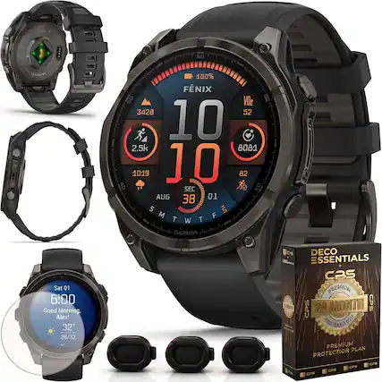 FENIX 50
NY 12345478
100%
FNIX 50
VO2 3428
52
10
2.5k
8081
1019
10
82
l8
SEC
20 AUG 38 01
ahenhnahe
SMTWTFE
M almnhuao
GARMIN
alumhue
Sat 01
6:00
Good Morning Alex!
32
28/33
DS
DECO ESSENTIALS
CPS PREMIUM
CPS 24 MONTH
CPS PROTECTION
CPE CPS ND CPB