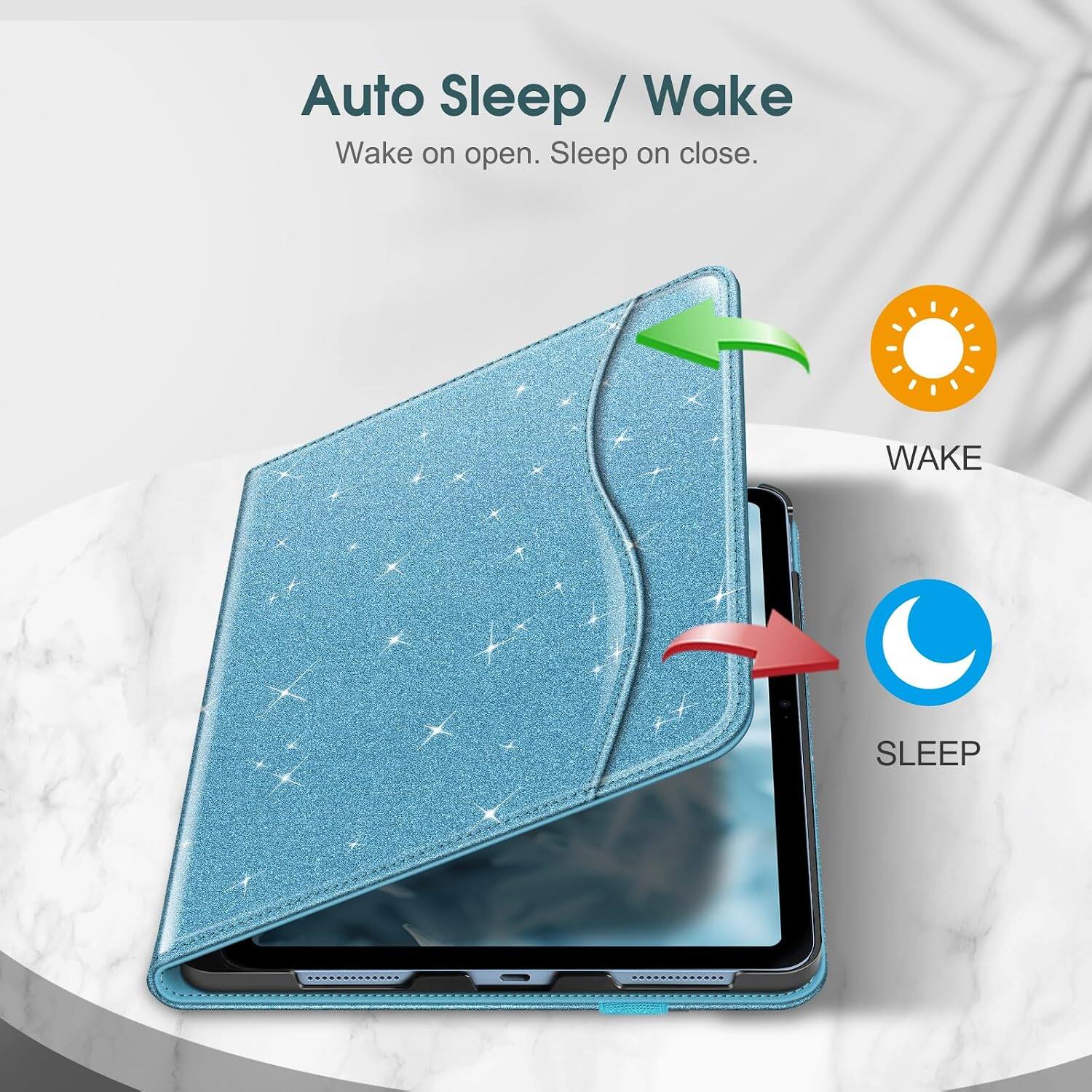 Auto Sleep / Wake  
Wake on open. Sleep on close.  

WAKE  
SLEEP