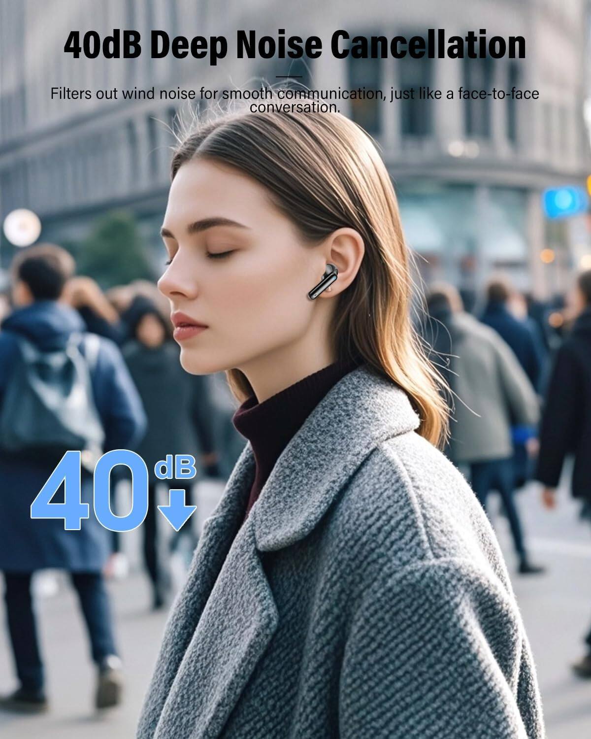 40dB Deep Noise Cancellation  
Filters out wind noise for smooth communication, just like a face-to-face conversation.