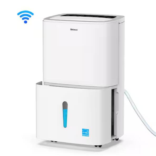 Front. Edendirect - 150 pt. 7,000 sq.ft. Portable Dehumidifier in White with WiFi Control, Built-in Pump, Dual-Filter, Auto Defrost.