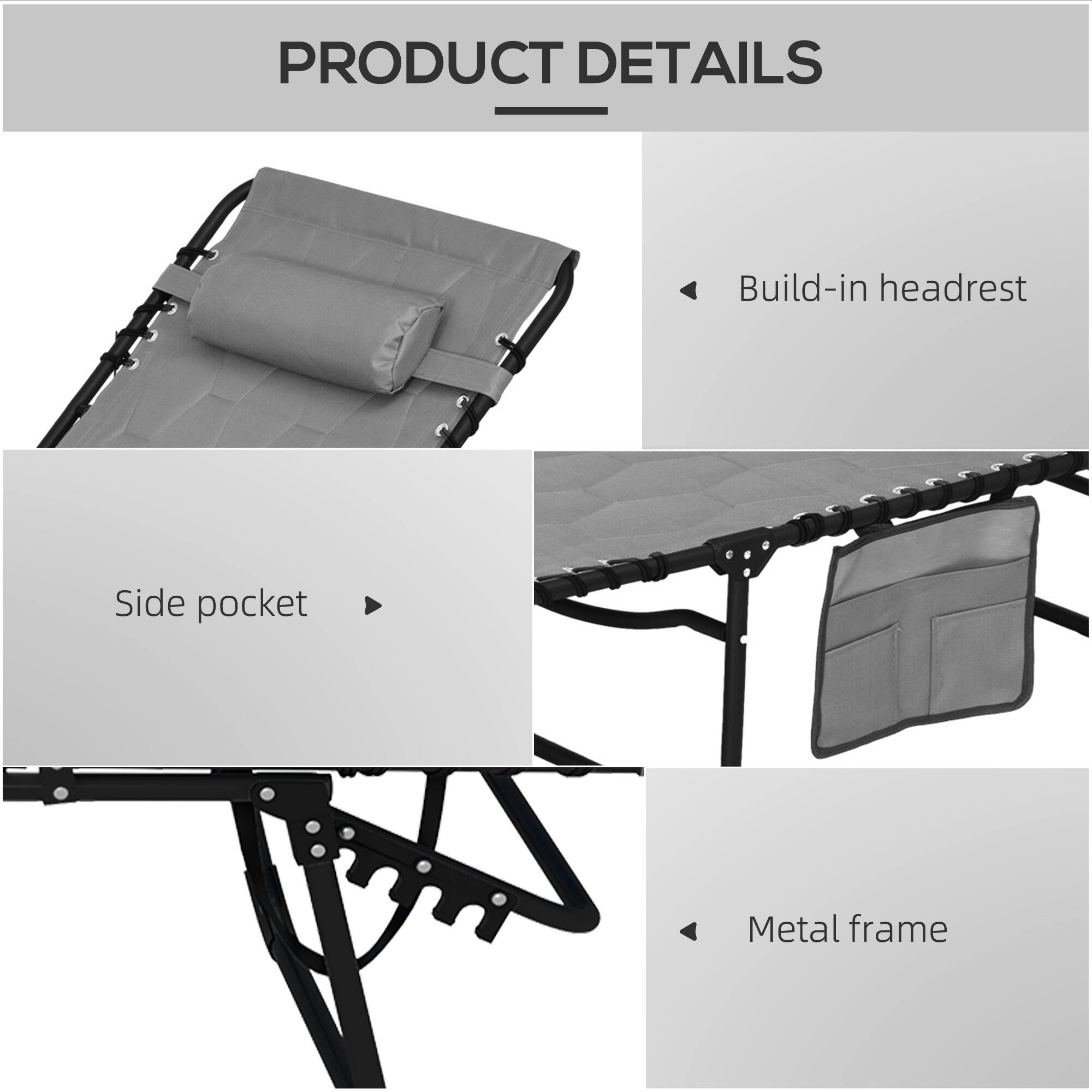 PRODUCT DETAILS

Build-in headrest
Side pocket
Metal frame