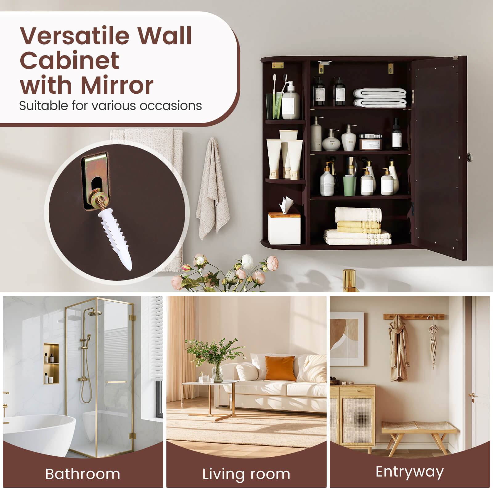 Versatile Wall Cabinet with Mirror  
Suitable for various occasions  
Bathroom  
Living room  
Entryway