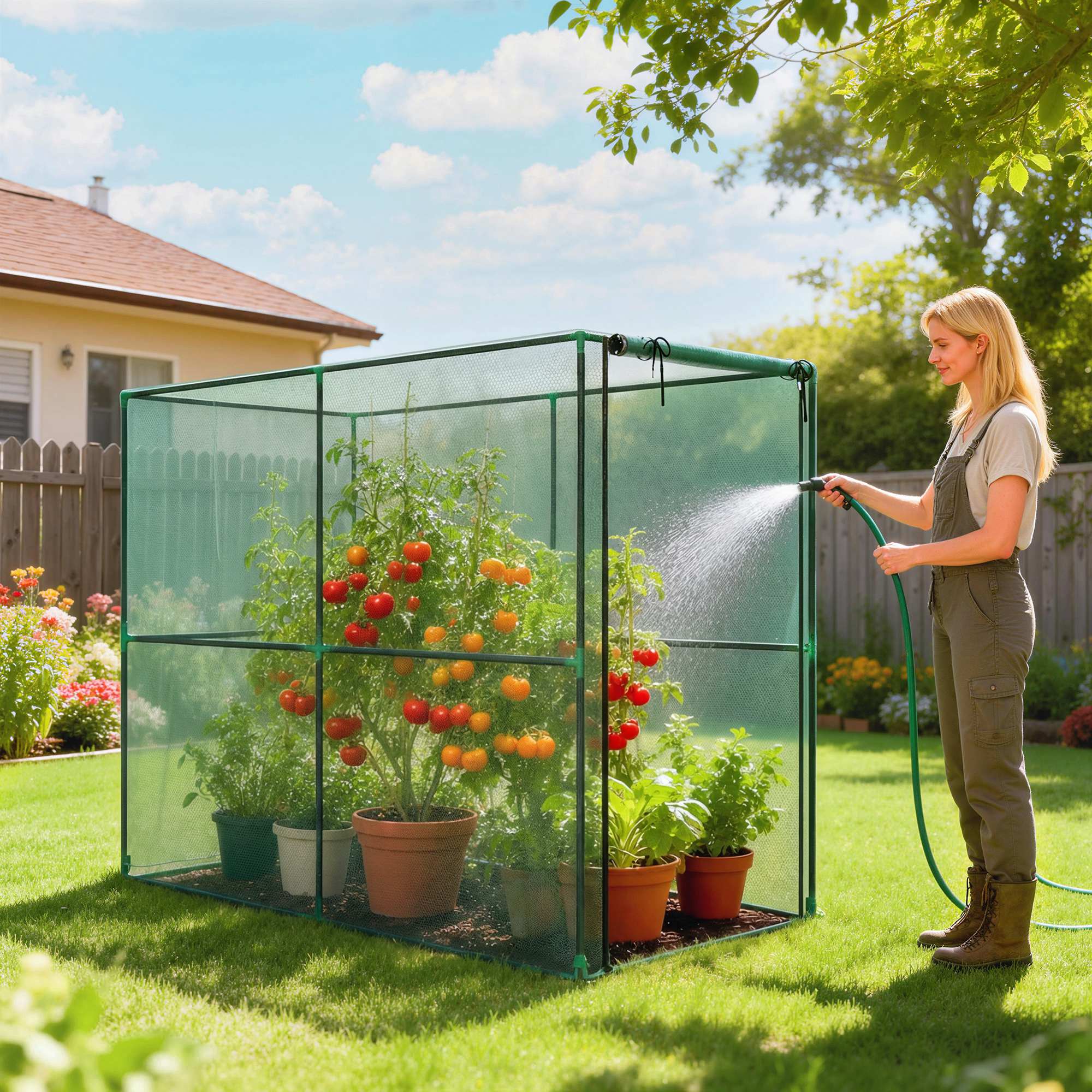 Alt View 1. Outsunny - Cage, Plant Protection Tent with Zippered Door - Green.