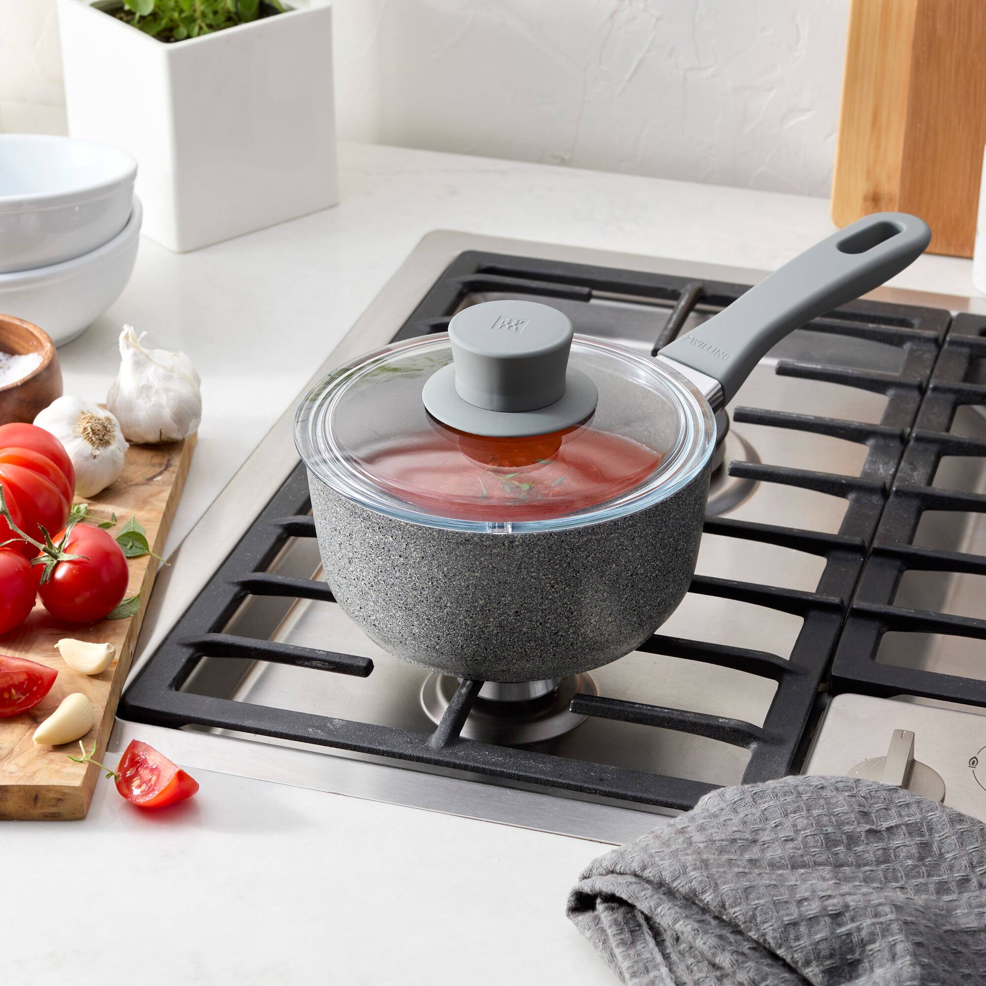 Alt View 3. ZWILLING - ZWILLING Parma Plus 1.5-qt Aluminum Nonstick Saucepan with Lid - Grey.