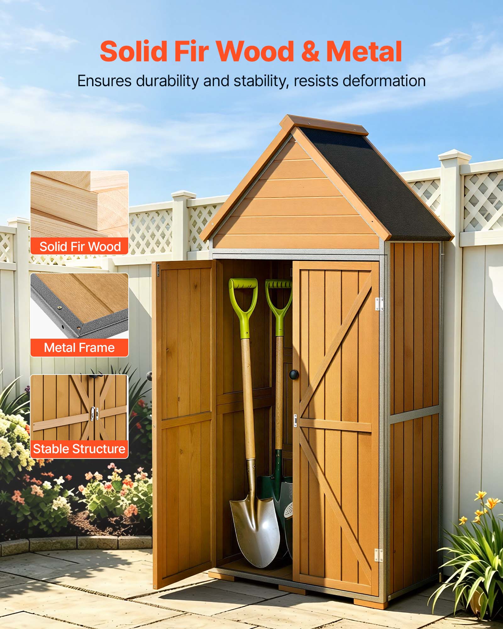 Solid Fir Wood & Metal  
Ensures durability and stability, resists deformation  

Solid Fir Wood  
Metal Frame  
Stable Structure