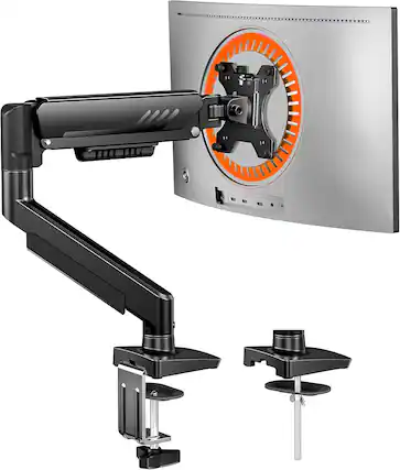 Front. FINEAK - Fully Adjustable Monitor Arm Mount for 13–34 Inch Screens - Black.