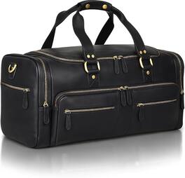 Luxorro - Leather Duffel Bag For men. 22 Inch - Black