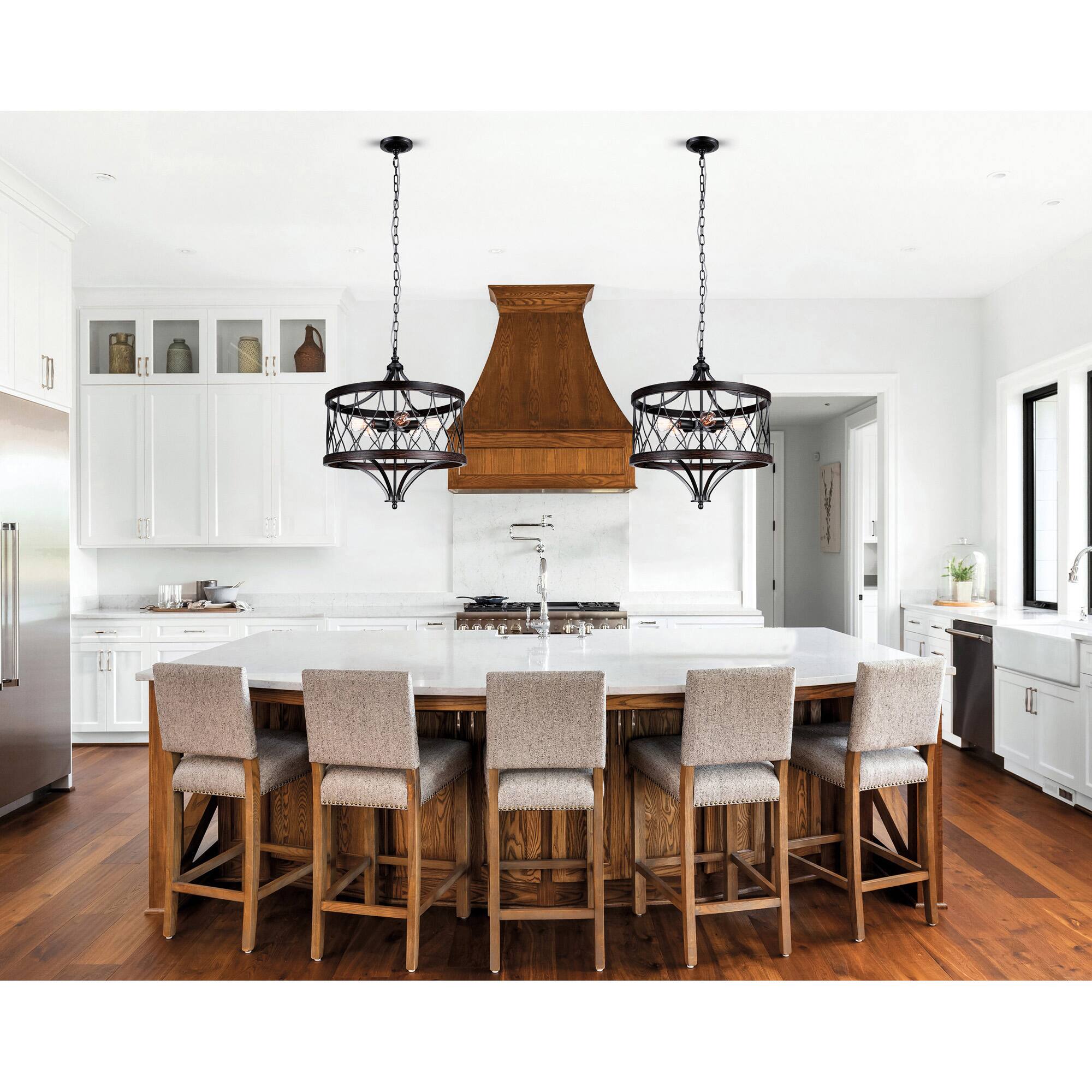 Alt View 2. CWI Lighting - Amazon 5 Light Drum Shade Chandelier With Gun Metal Finish - Gun Metal.