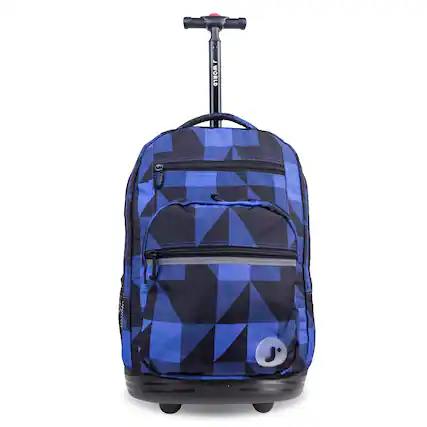 The text on the image reads:
- "J WORLD" (on the handle)
- "J WORLD" (on the bottom of the suitcase)