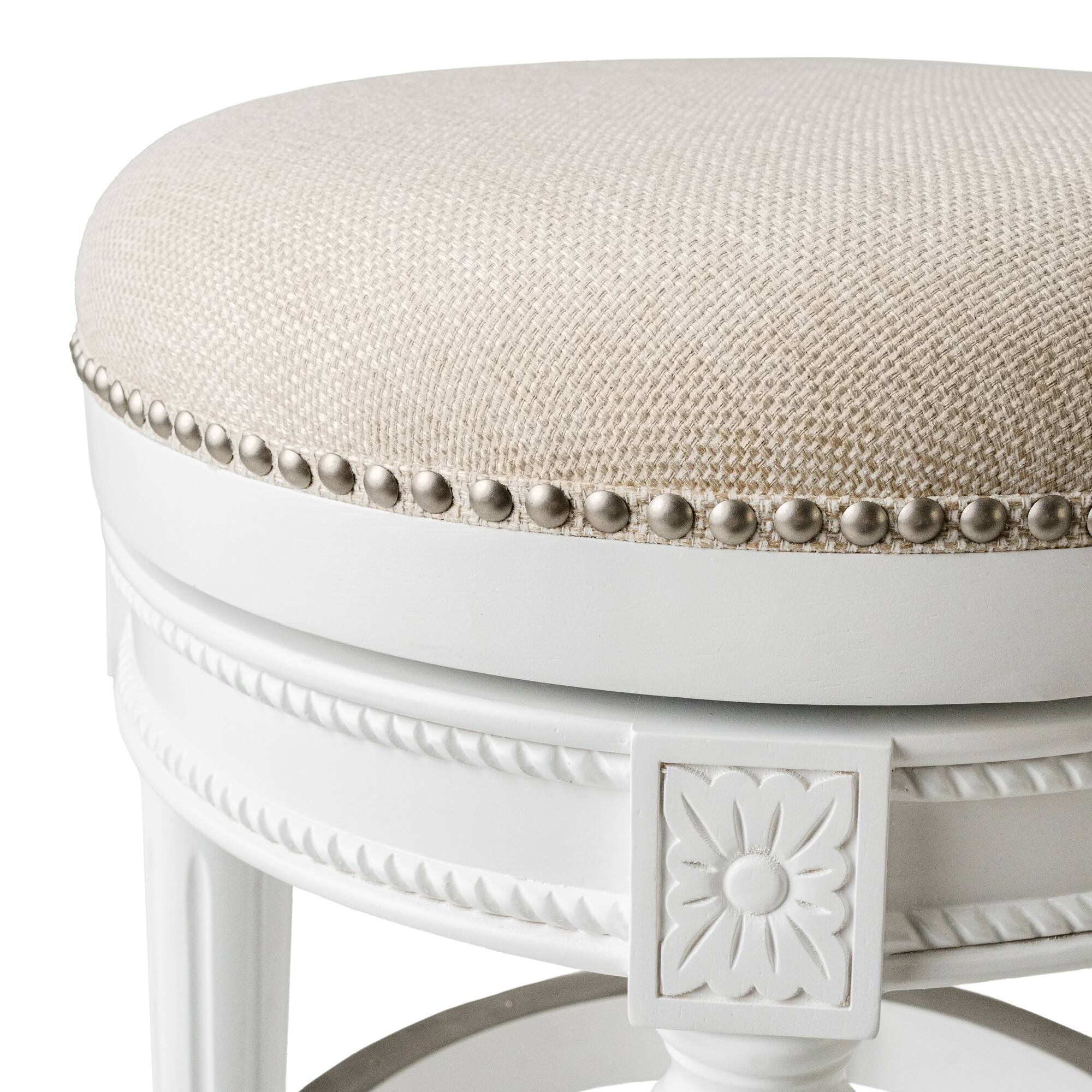 Alt View 5. Maven Lane - 26"Pullman Backless Counter Stool In Alabaster White Finish With Fabric Upholstery - Alabaster White.