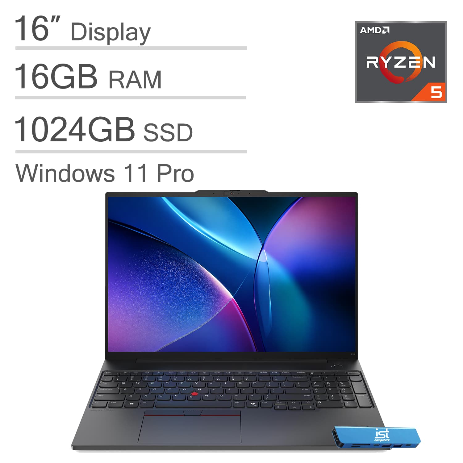 "Lenovo - Upgraded - ThinkPad E16 Gen 2 16"" FHD+ Business Laptop - AMD Ryzen 5 - 16GB RAM - 1TB SSD - Fingerprint - Backlit - Win 11Pro - Black" price history on PriceWatchPro