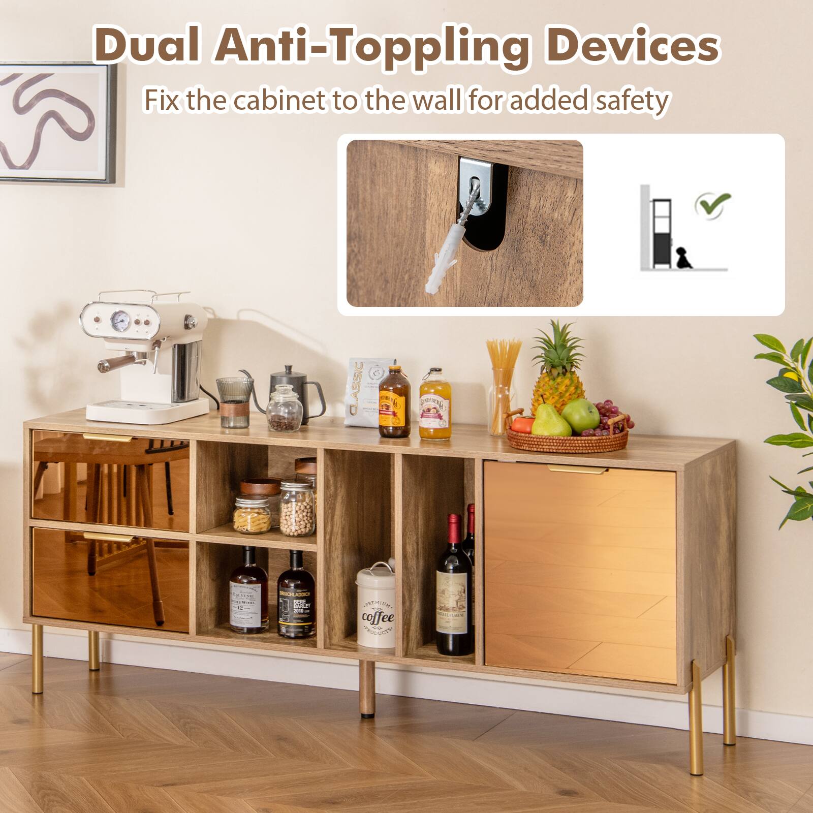 Dual Anti-Toppling Devices
Fix the cabinet to the wall for added safety
ASSIC 1 - OA Mnre 1- a i .O  - DATAION coffee