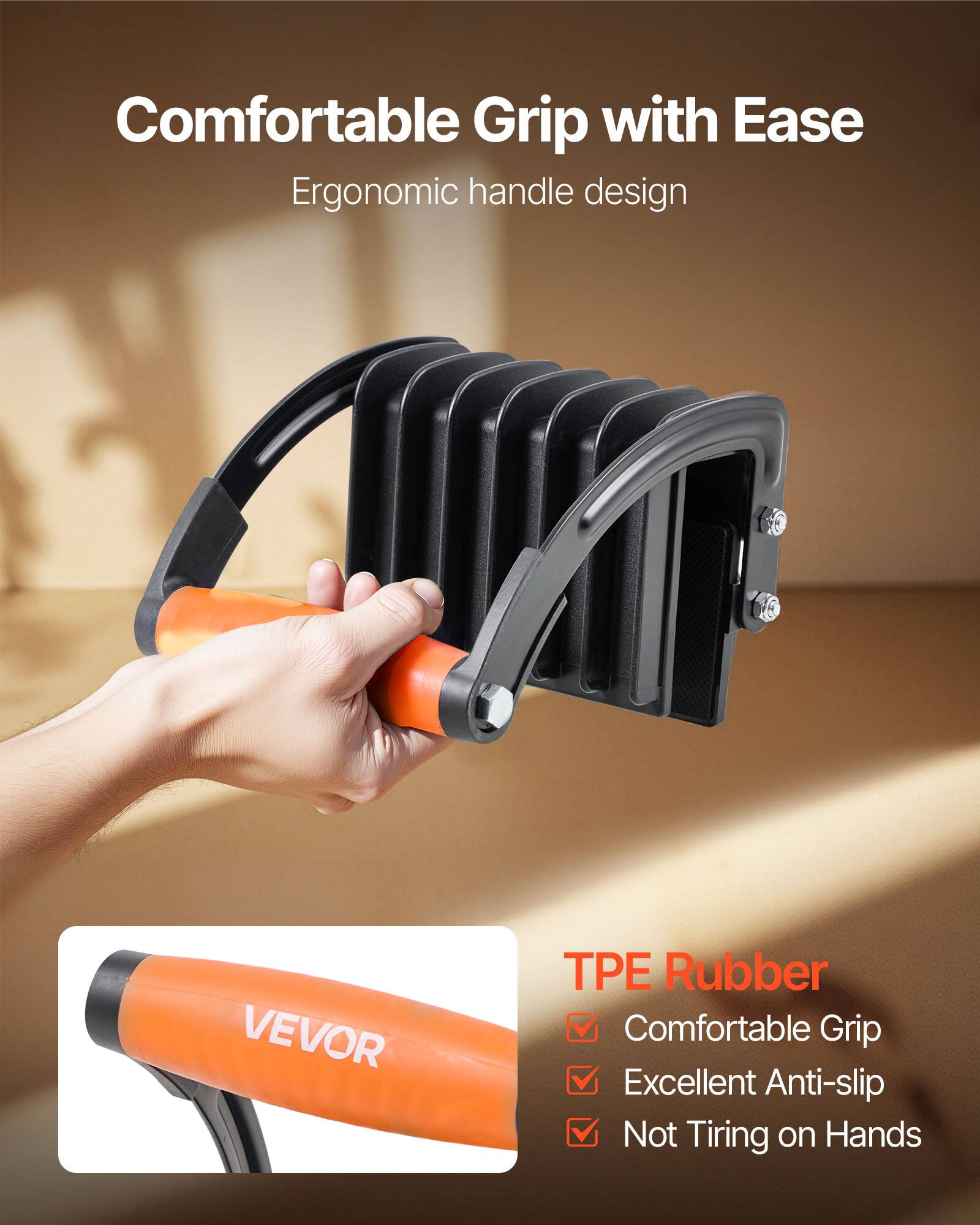 Comfortable Grip with Ease  
Ergonomic handle design  

TPE Rubber  
- Comfortable Grip  
- Excellent Anti-slip  
- Not Tiring on Hands