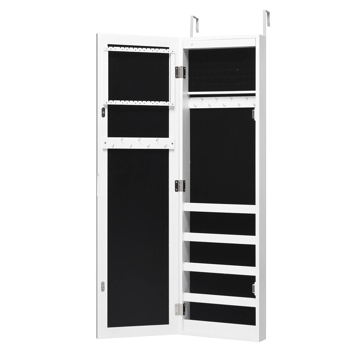 Alt View 19. Costway - Wall Door Mounted Mirrored Jewelry Cabinet Organizer Storage w/LED Light White - White.