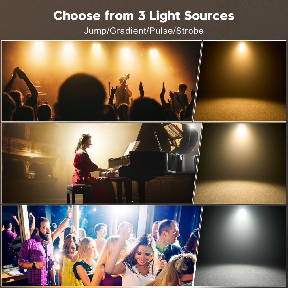 Choose from 3 Light Sources  
Jump/Gradient/Pulse/Strobe