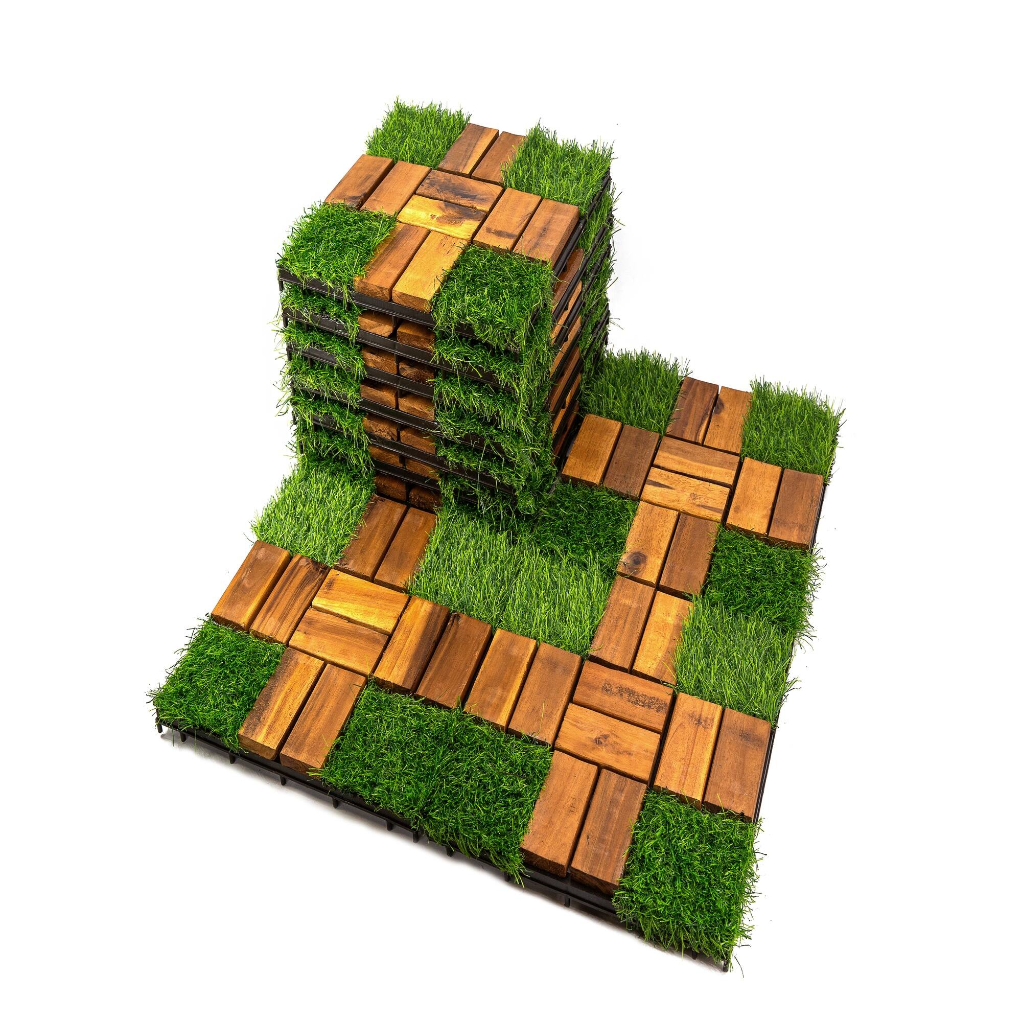 Alt View 5. Boyel Living - Acacia Wood 12x12 in Acacia Wood PP Deck Tile 30 Pack - Brown.