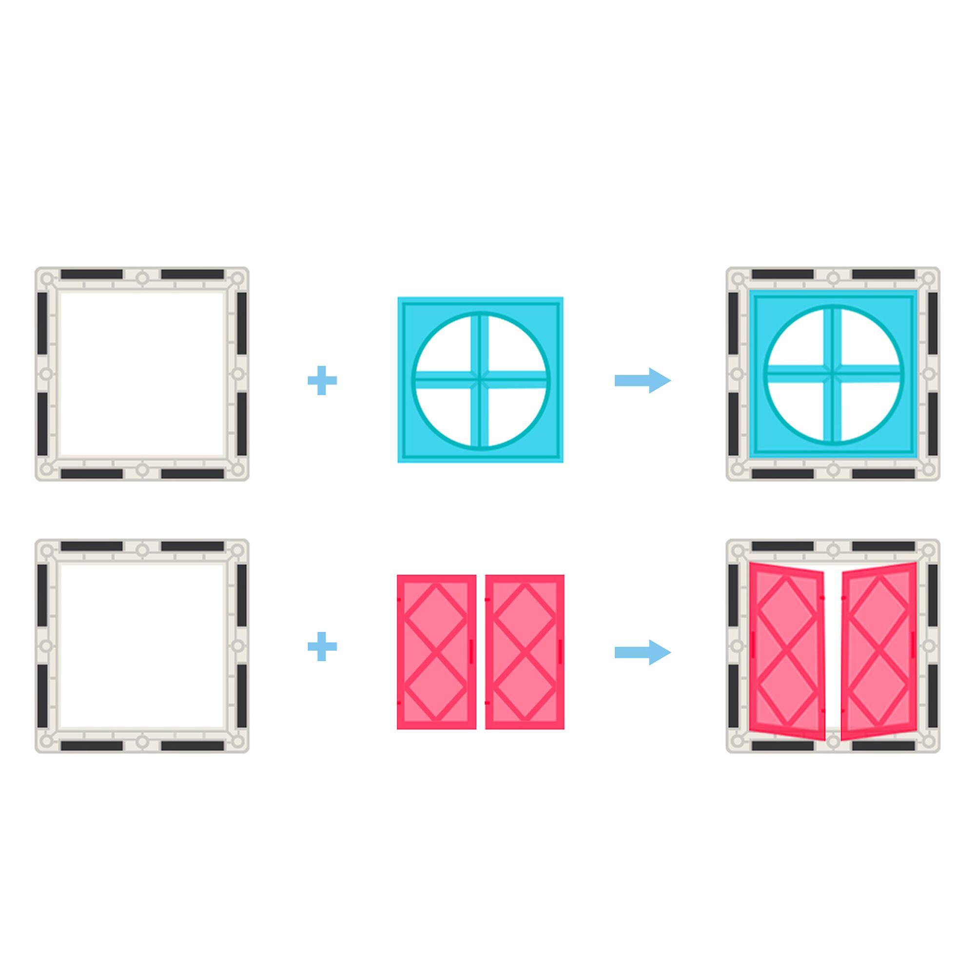 Alt View 3. PicassoTiles - PICASSO-TILES 30 PC Window and Door Clip-on, Magnetic Tiles, Building Blocks, STEM Toys for Kids 3+.