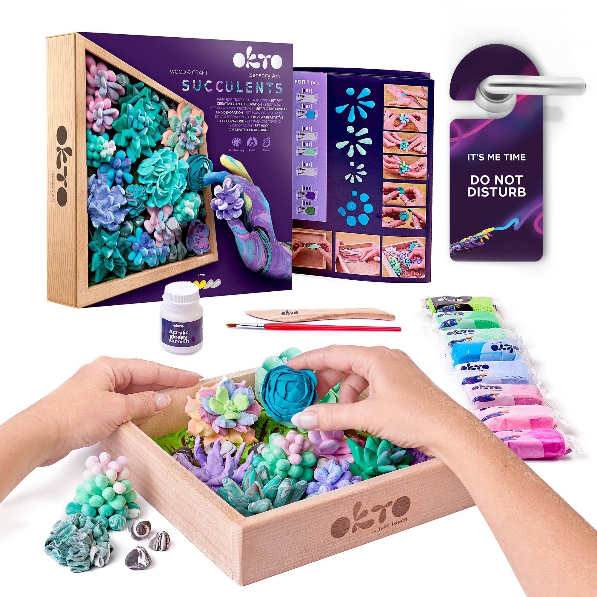 OKTO - Sensory Art 3D Woodcraft “Tenderness” – Succulent Craft Kit