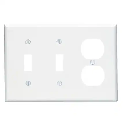 Front. Leviton - Leviton White 3 gang Plastic Duplex/Toggle Wall Plate 1 pk - White.
