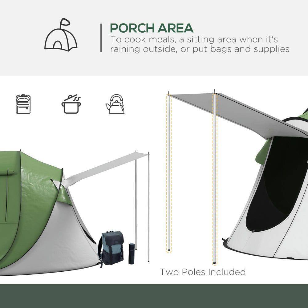 PORCH AREA  
To cook meals, a sitting area when it's raining outside, or put bags and supplies  

Two Poles Included
