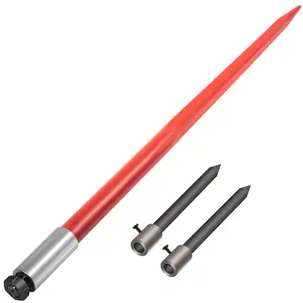 Front. VEVOR - 49" Hay Bale Spear 3000 lbs Capacity with Nut and Sleeve - Orange-red + Black.