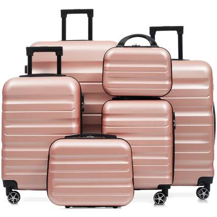 Front. ELEMENT ACE - 6-Piece Hardshell Spinner Luggage Set - Lightweight Durable Suitcases in Multiple Sizes for Family Travel - Rose Gold.