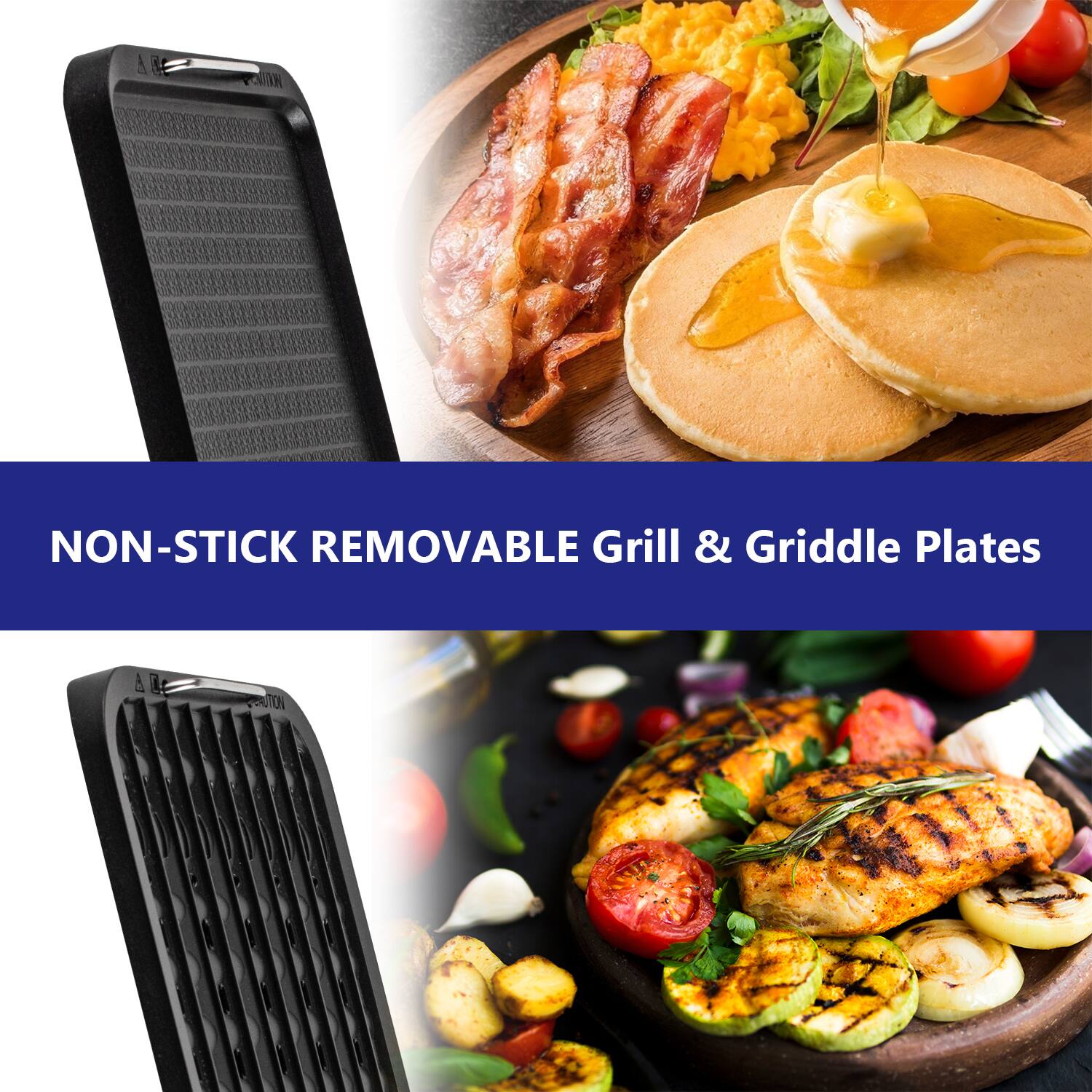 NON-STICK REMOVABLE Grill & Griddle Plates