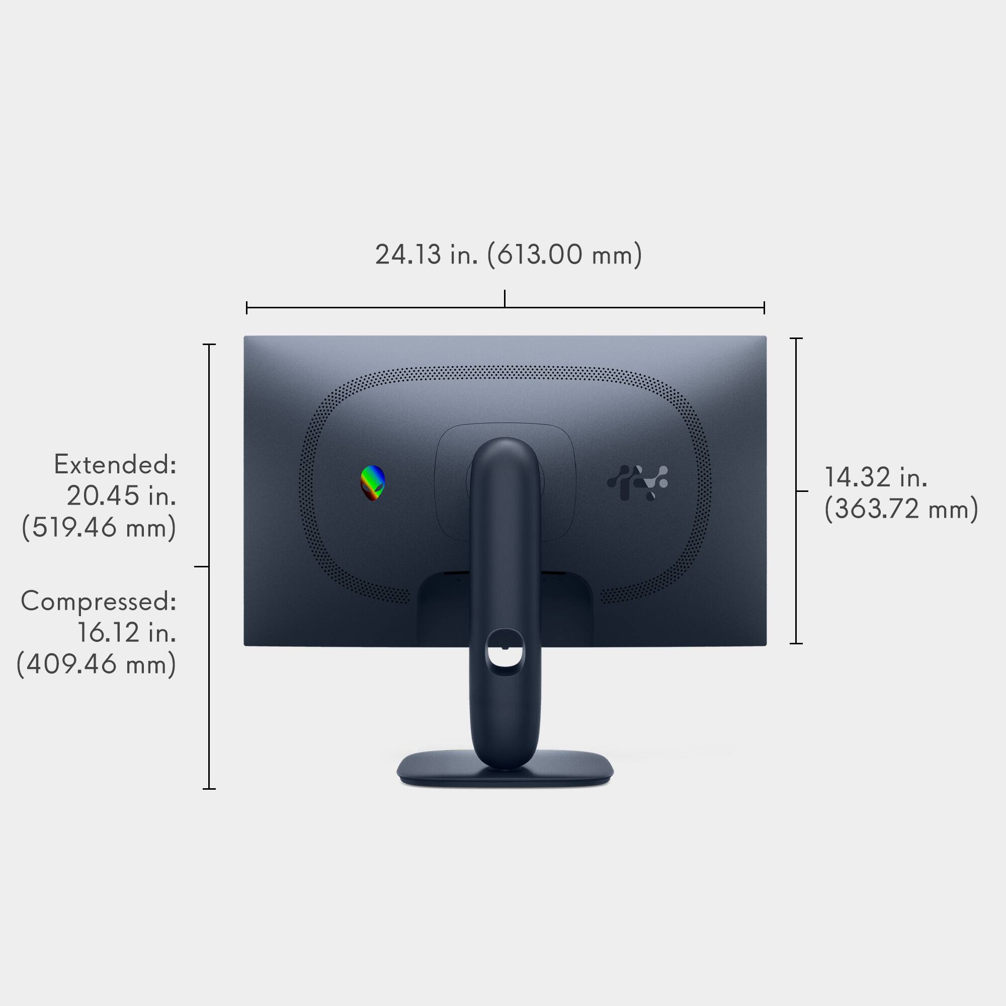 24.13 in. (613.00 mm)  
Extended: 20.45 in. (519.46 mm)  
Compressed: 16.12 in. (409.46 mm)  
14.32 in. (363.72 mm)