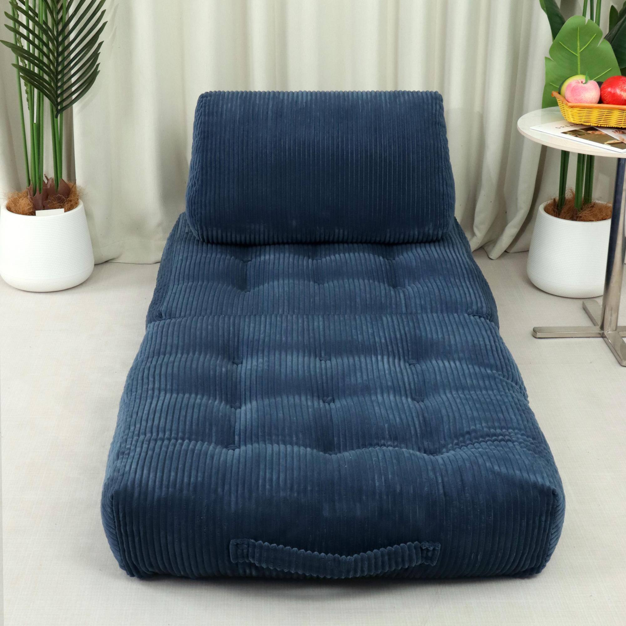 Alt View 1. GOODSILO - Corduroy Fabric Beanbag Couch for Living Room, Bedroom and Dorm, Cozy Fluffy Cloud Mini Couch - Blue.