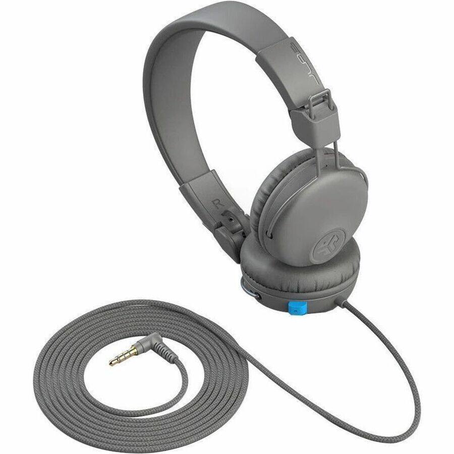 Alt View 4. JLab - Jbuddies Learn HJLEARNRGRYBLU4 On-ear Volume-safe Kids Headphones -  Gray / Blue - Retractable Mic - Gray / Blue.