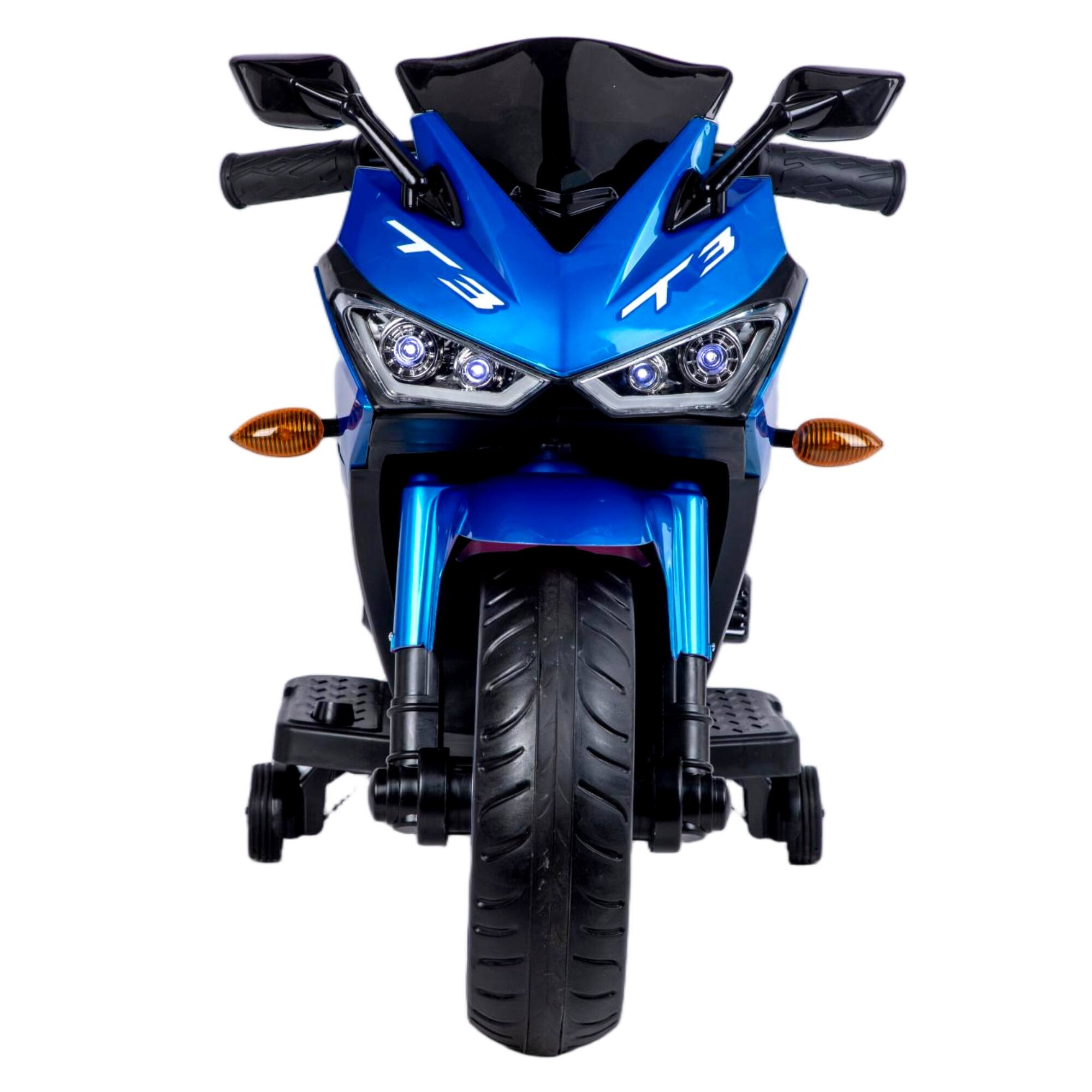 Alt View 1. Boyel Living - 3+ Kids 12V Blue Electric Motorcycle with Training Wheels Built-in Stories and Music with Bluetooth For Gift - Blue.