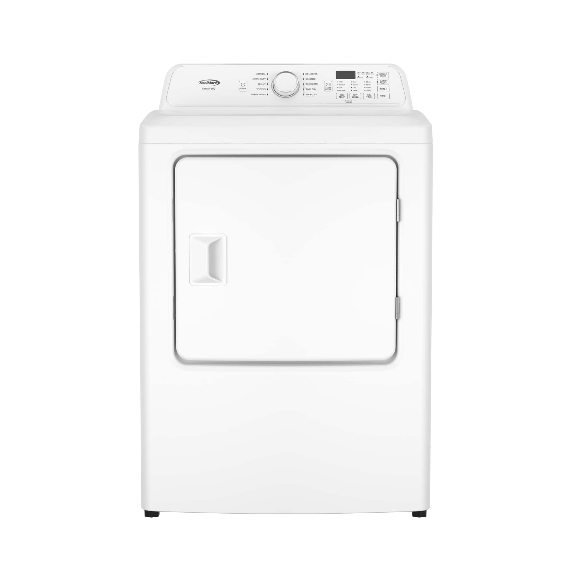Koolmore - 27 In. 7.0 Cu. Ft. Electric Dryer with Moisture Sensor, 10 Dry Cycles, Wrinkle Guard, Interior Light, 3-Way Venting - White