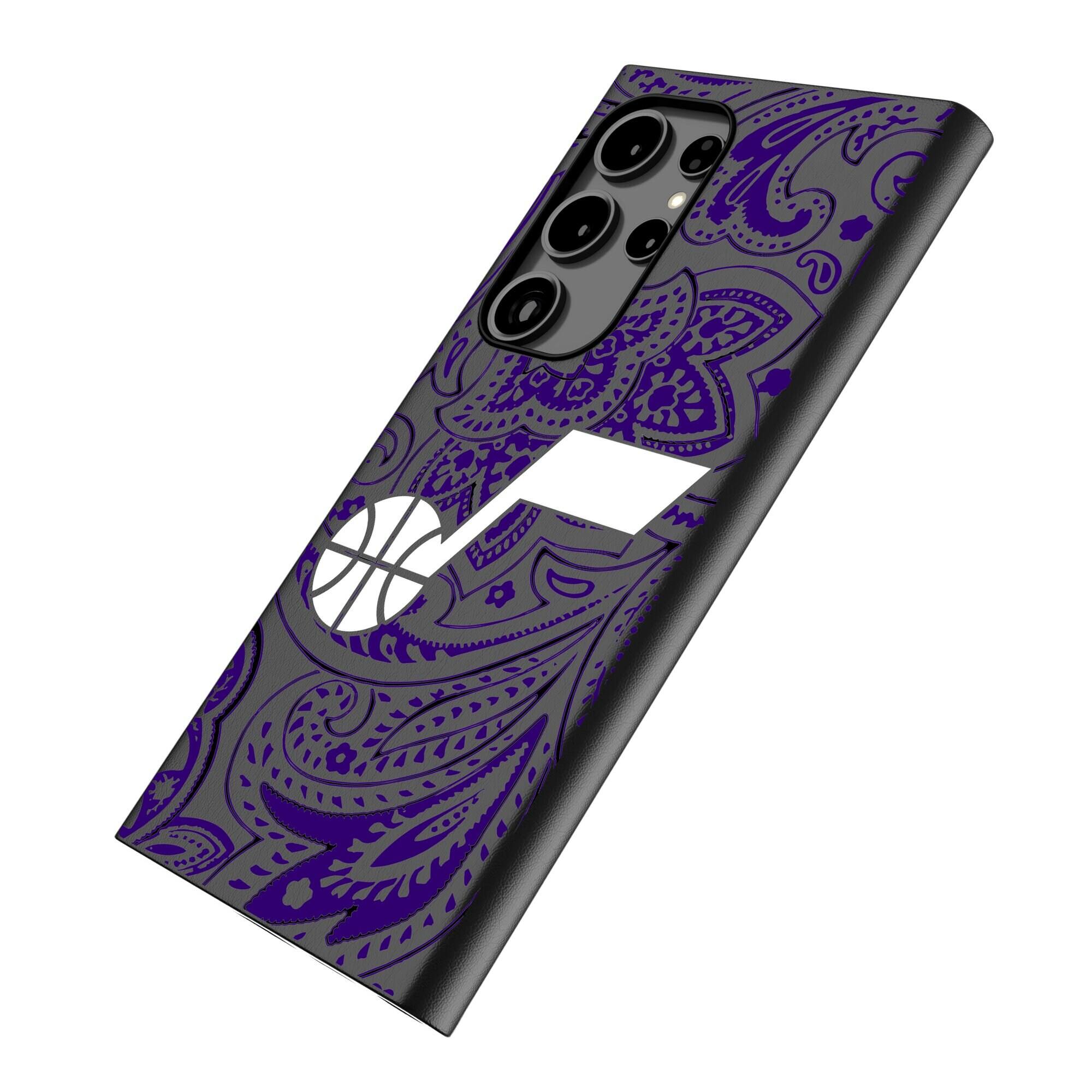 Alt View 1. Keyscaper - Utah Jazz Paisley Galaxy Magnetic Bump Case - S24 Ultra - Black.