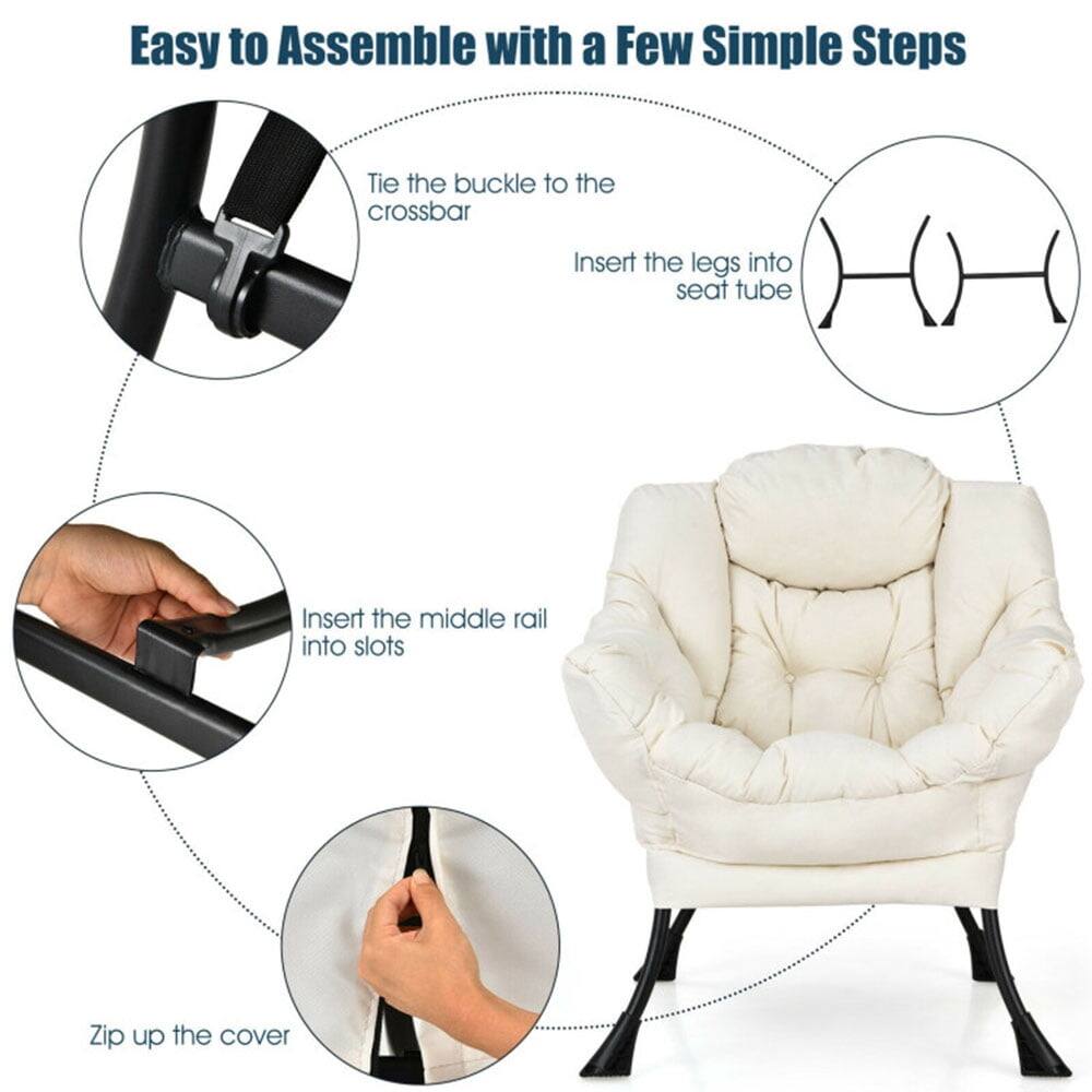 Easy to Assemble with a Few Simple Steps

1. Tie the buckle to the crossbar
2. Insert the legs into seat tube
3. Insert the middle rail into slots
4. Zip up the cover