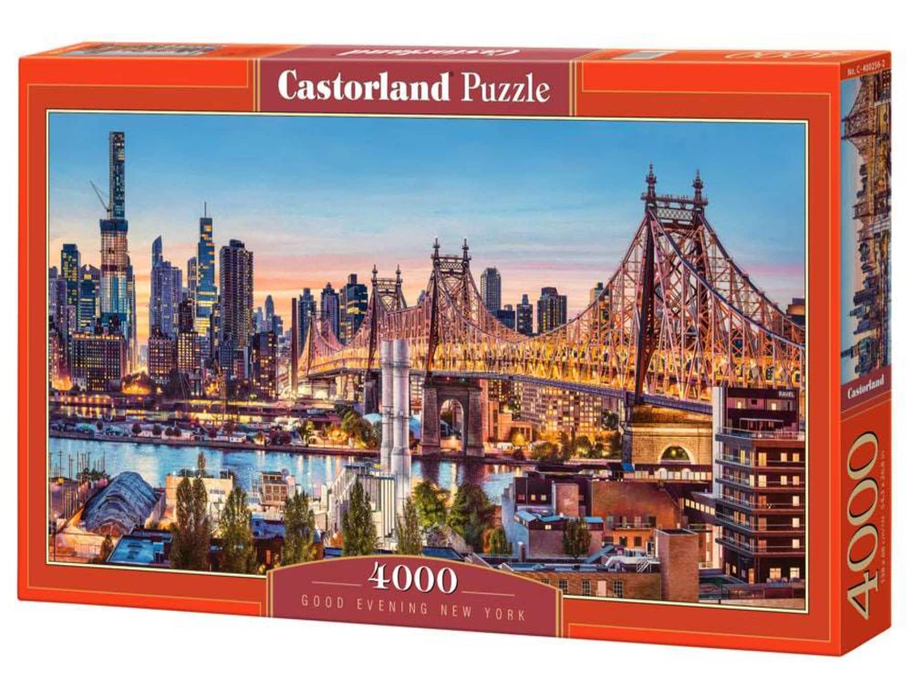 Castorland - 4000 Piece Jigsaw Puzzles, Good Evening New York, Puzzle of NYC, Puzzles of the USA, NY Harbor, C-400256-2 - Red