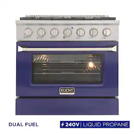 Kucht - 30" Dual Fuel Range for LP, 4.2 cu. ft., SS/Blue Door, Sealed Burners, Convection Oven - Blue