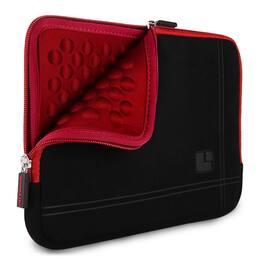 Kitcheniva - Padded Laptop Microsuede Sleeve Case Zip Bag For 13" Laptop - Black/Red