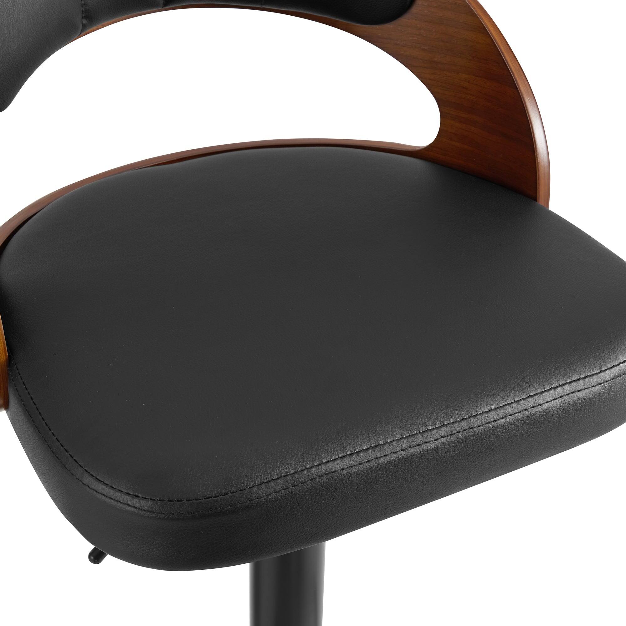 Back. Vecelo - Set of 2 Swivel Bar Stools with Adjustable Height - 360° Rotation, PU Leather & Metal Base, 330lb Capacity - Black.