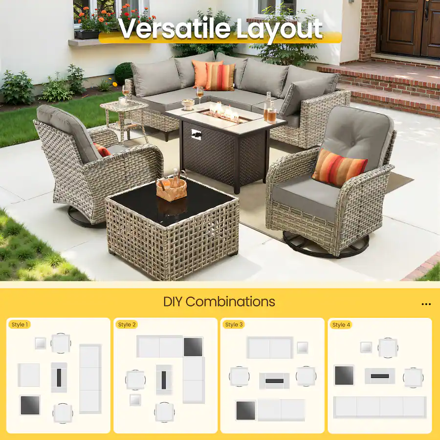 Ovios 9 PCS Patio Furniture with 42
