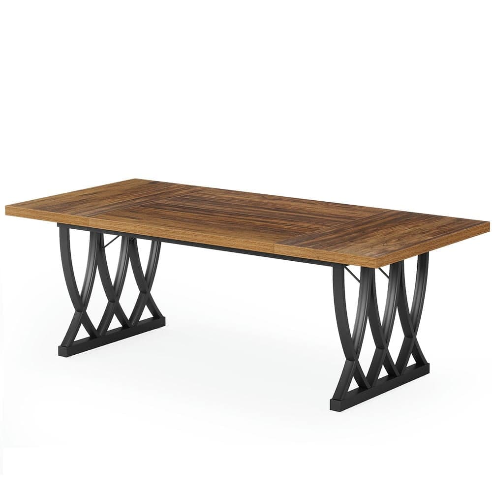 Kadyn - Study Writing Desk, Computer Desk,70.8" Executive Desk, Retro Office Desk Computer Desk - Brown & Black