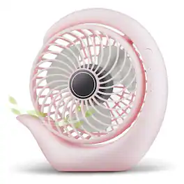 FINEAK - 3-Speed USB Battery Operated Desk Fan, 8-24H Runtime for Office Home (Light Pink)