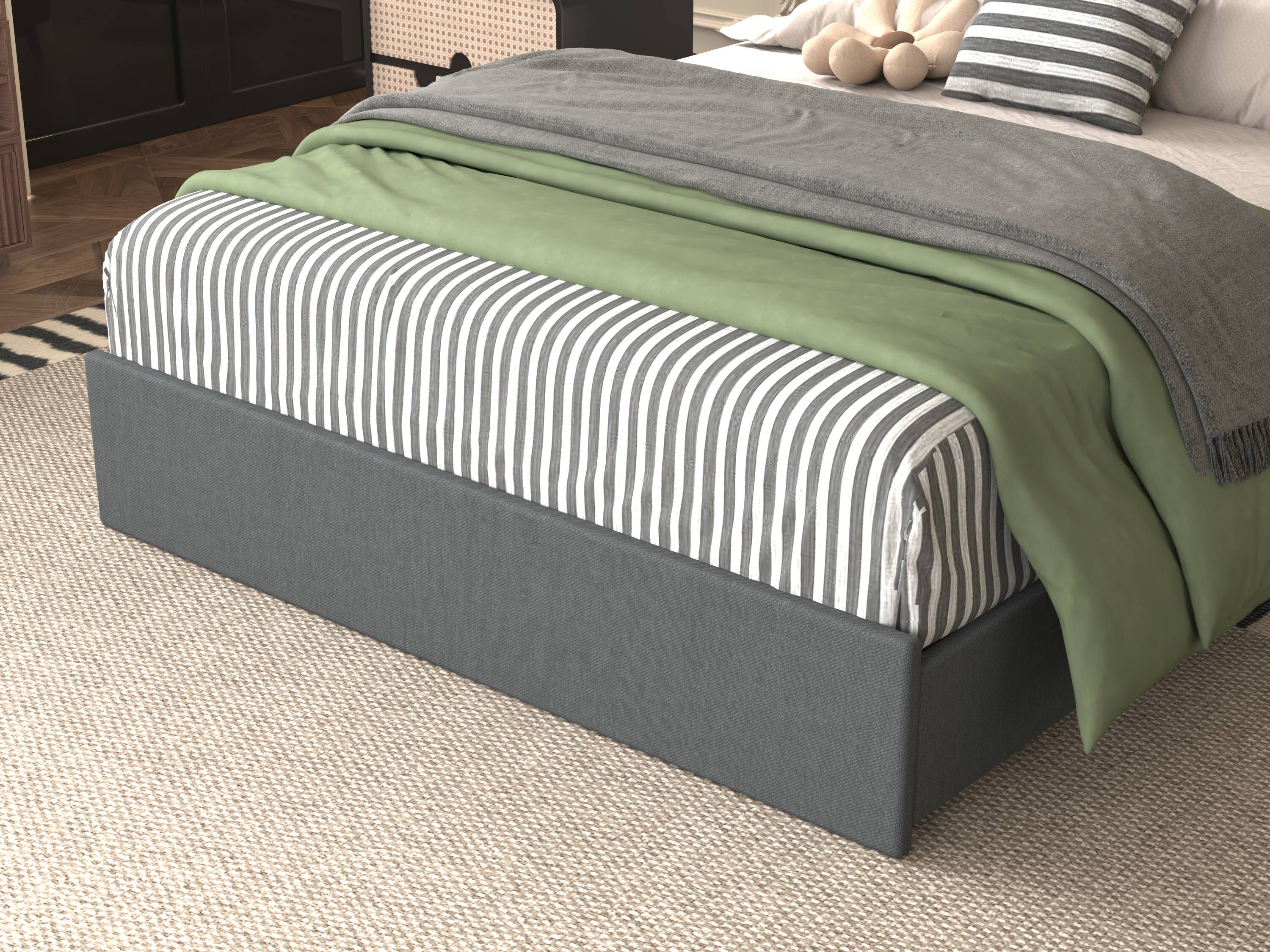 Alt View 1. LUCKY ONE - Queen Size Upholstered Bed Frame with 4 Storage Drawers - Black+ Gray.