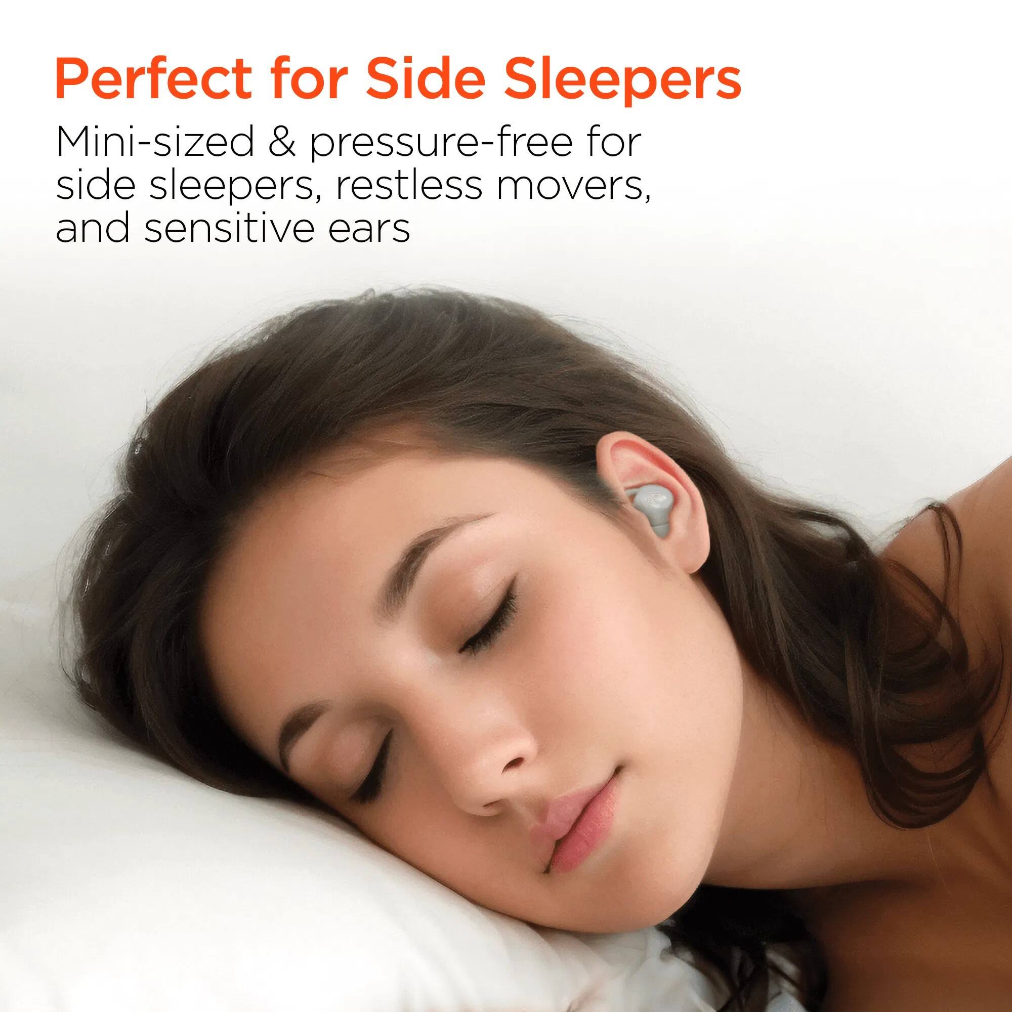 Perfect for Side Sleepers

Mini-sized & pressure-free for side sleepers, restless movers, and sensitive ears