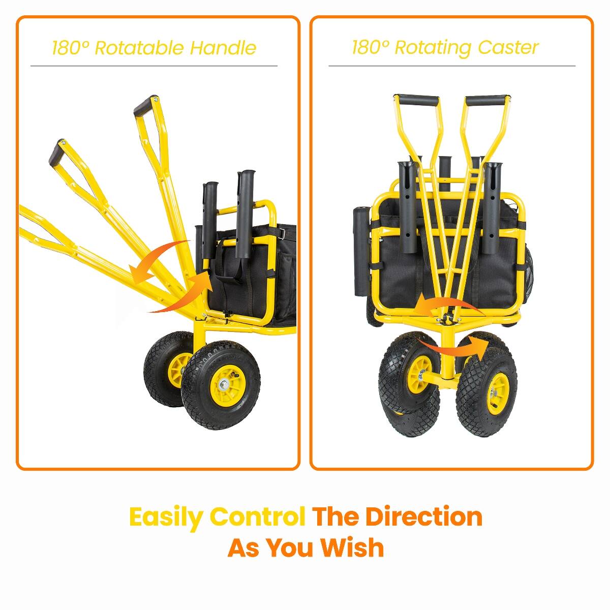 180° Rotatable Handle  
180° Rotating Caster  
Easily Control The Direction As You Wish