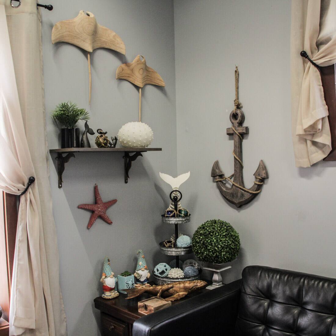 Alt View 3. Zeckos - Natural Brown Finish Ship Anchor and Rope Nautical Wall Hanging - Brown.