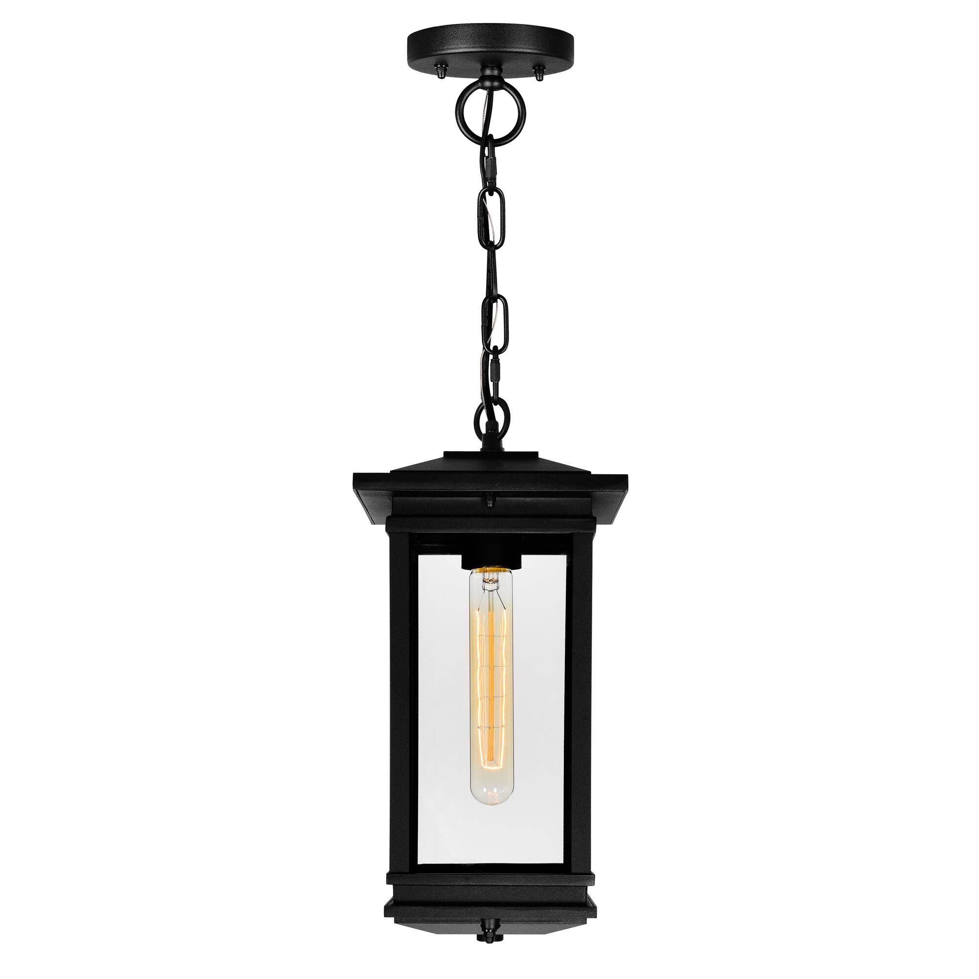 Angle. CWI Lighting - Oakwood 1 Light Outdoor Black Pendant - Black.