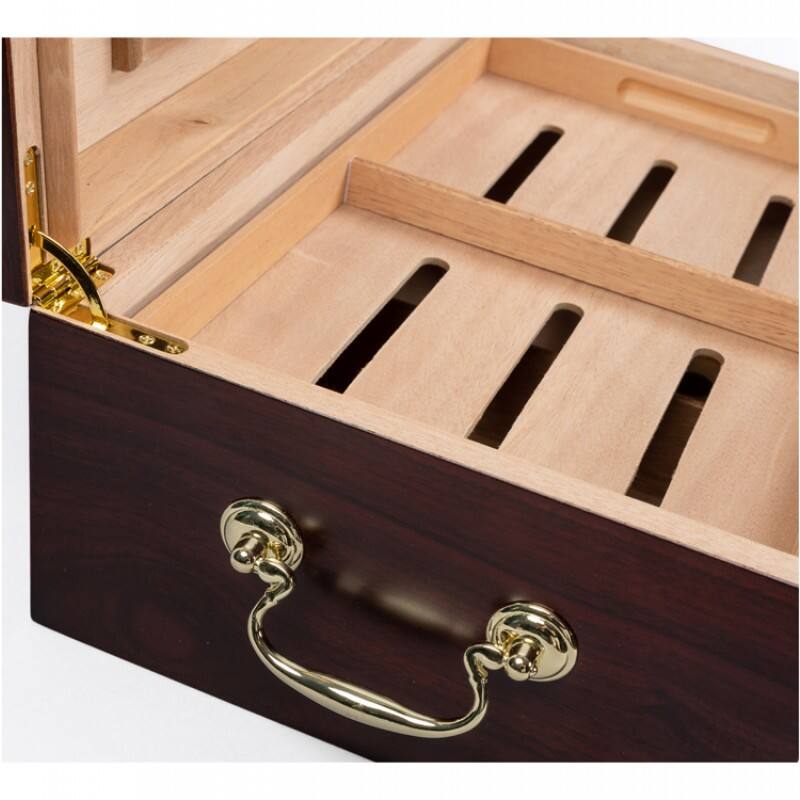 Angle. Prestige - The Michelangelo Cigar Humidors - Rich Dark Cherry Finish.
