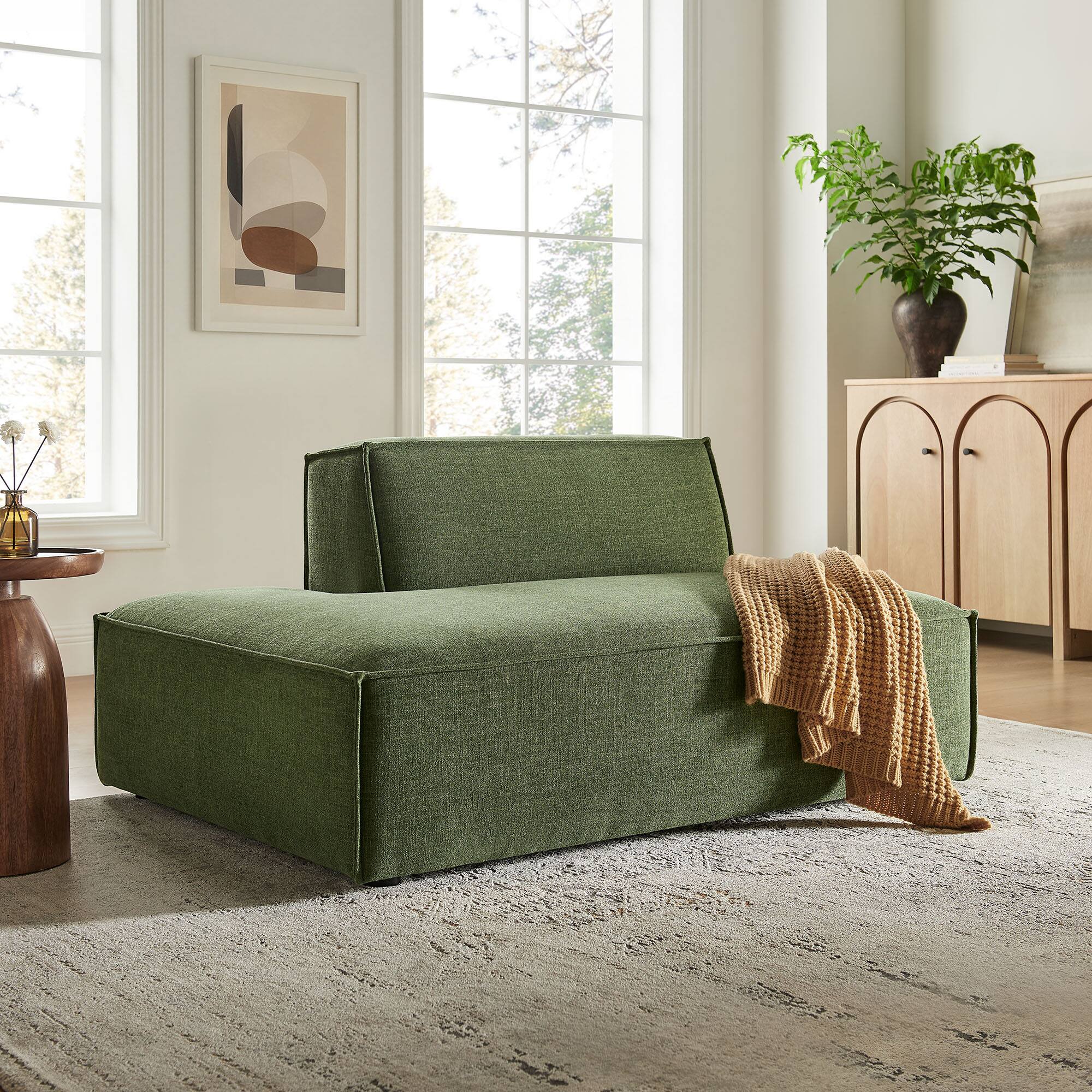 Alt View 8. Modway - Restore Performance Fabric Upholstered Left-Facing Armless Modular Chaise by Modway - Foliage.