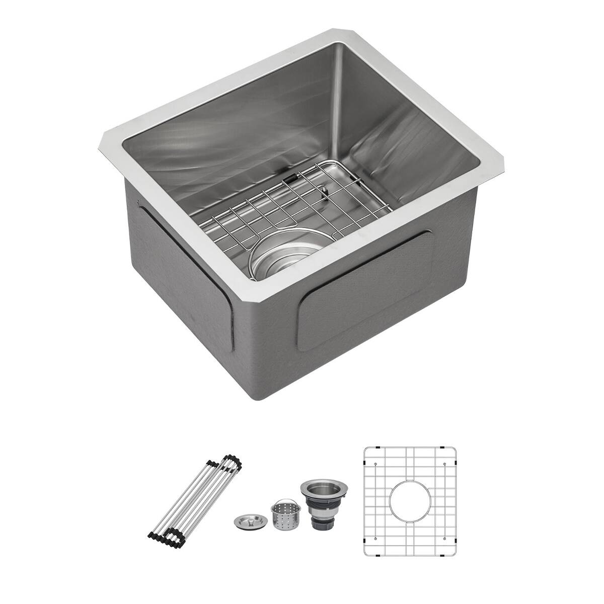 Ropilly 13 Inch Undermount Kitchen Sink, 16 Gauge Single Bowl Prep Sink ...