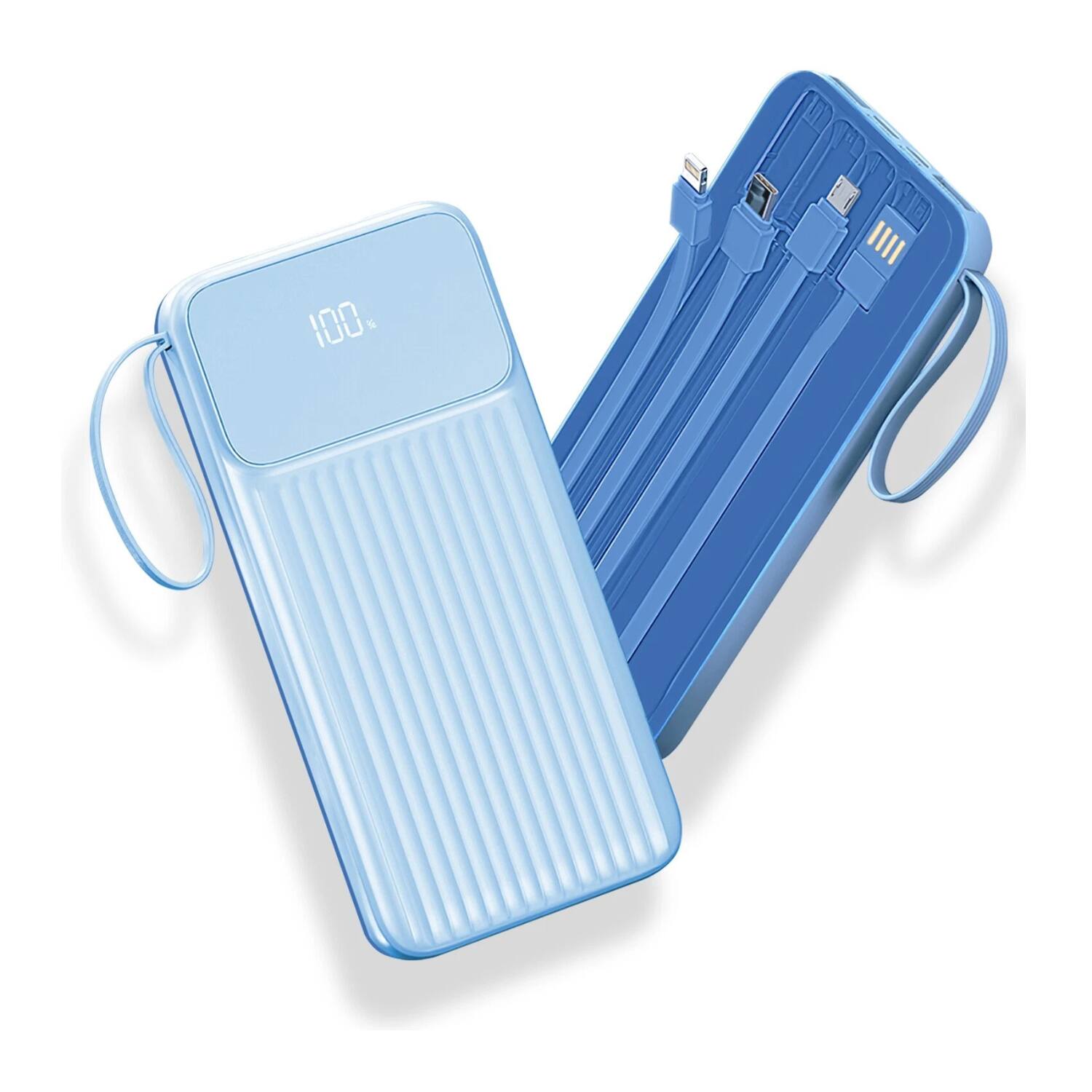 Left. Home Collection - 20000mAh Universal Fast Charging Power Bank with 4 Built-in Cables & Digital Display Blue - Blue.
